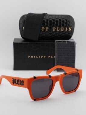 Philipp Plein SPP042W V47F Square Sunglasses – Orange / Grey
